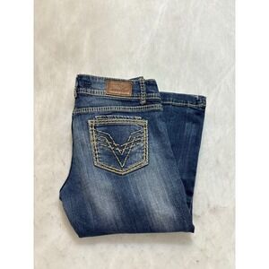 Vigoss Collection Womens Capri Jeans Distressed Blue‎ Size 5 Stretch Denim